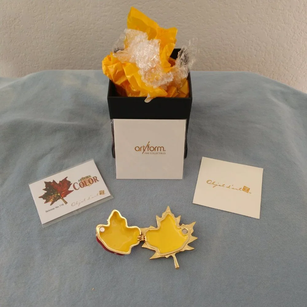 ART FORM AUTUMN COLOR FALL LEAF NO. 118 TRINKET BOX OBJECT D' ART NEW